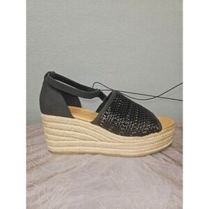 a.n.a Lisa Black Woven Espadrille Wedge Sandals Womens 10 Medium New